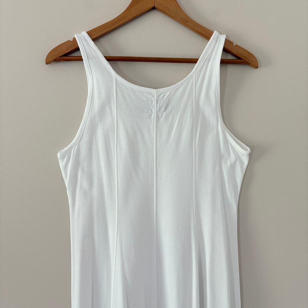 Everlane Cotton Midi Dress L White Tank Scoop Neck Seam Detail Sleeveless - Picture 5 of 10